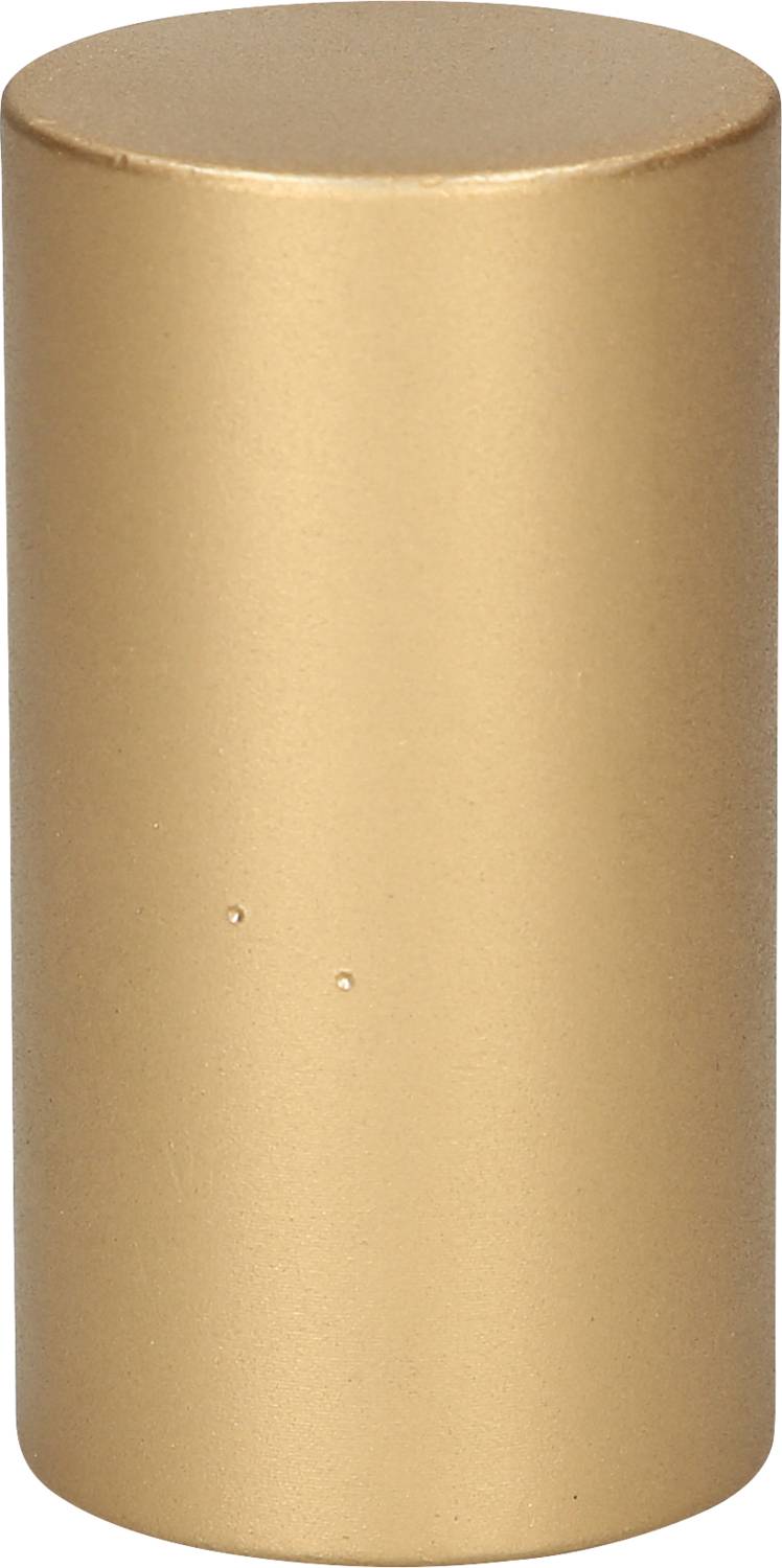 Ein goldener, zylindrischer Metallbehälter, möglicherweise ein Verschluss oder eine Kappe.
