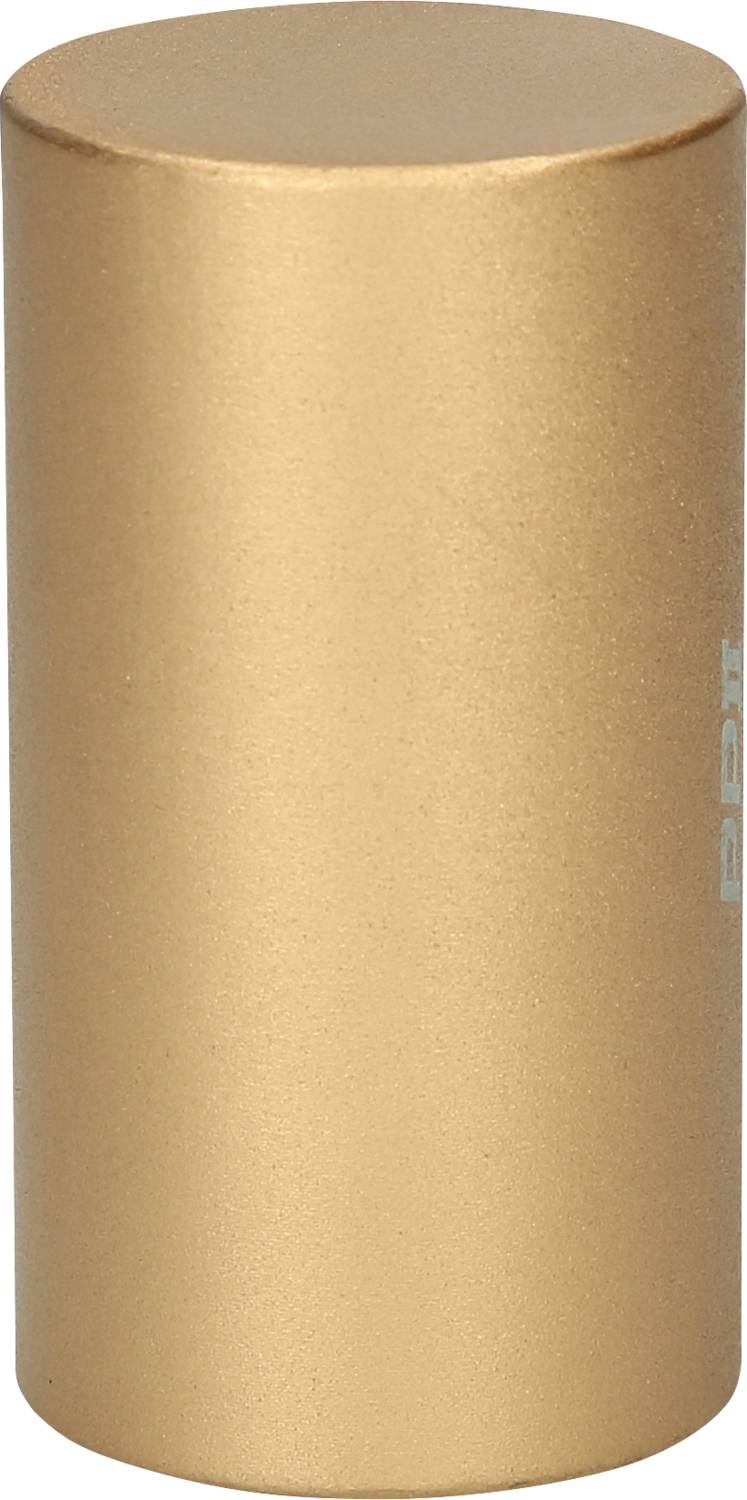 Goldener zylindrischer Behälter.