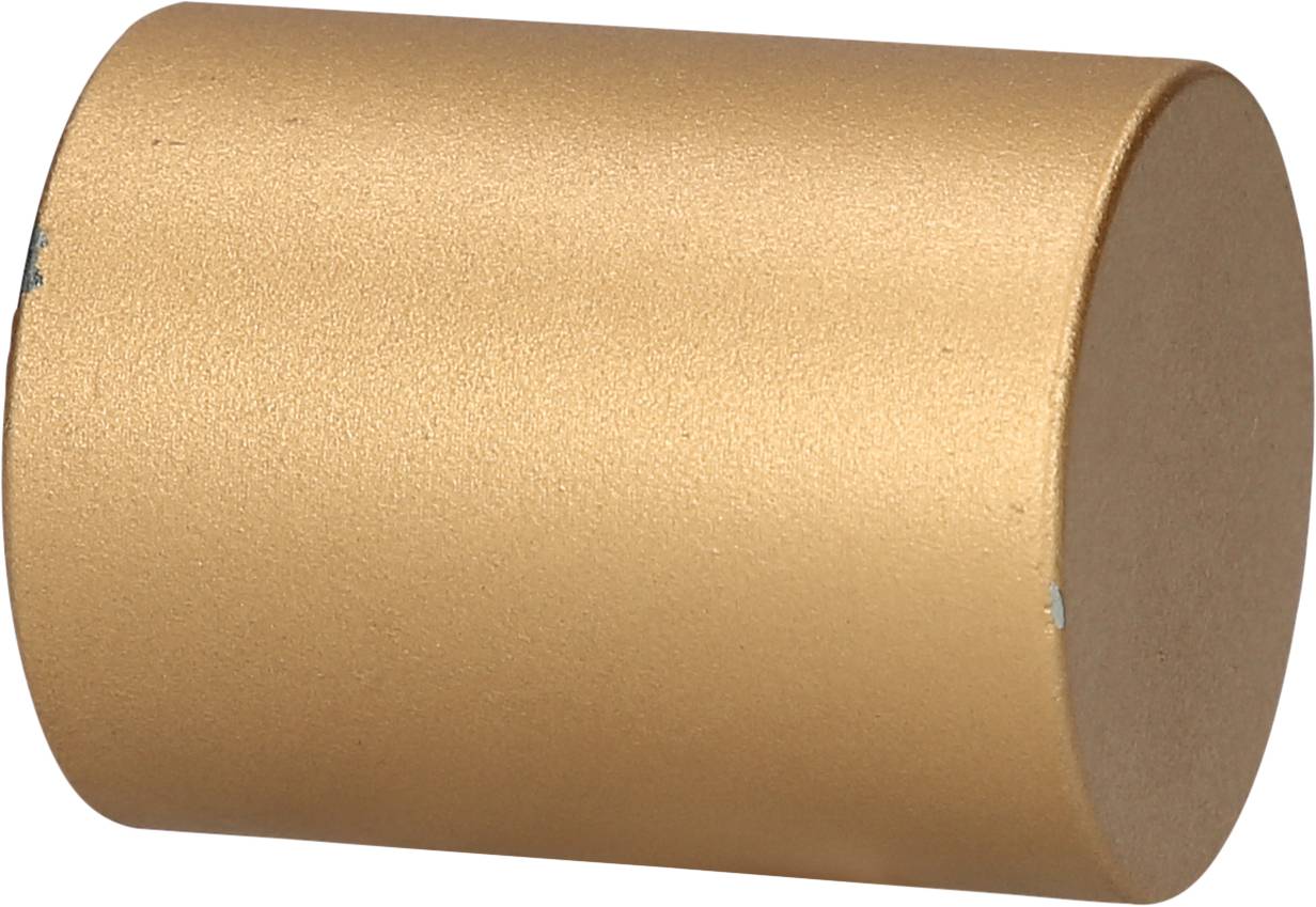 Zylindrischer goldfarbener Metallverschluss, wahrscheinlich für eine Flasche oder einen Behälter.