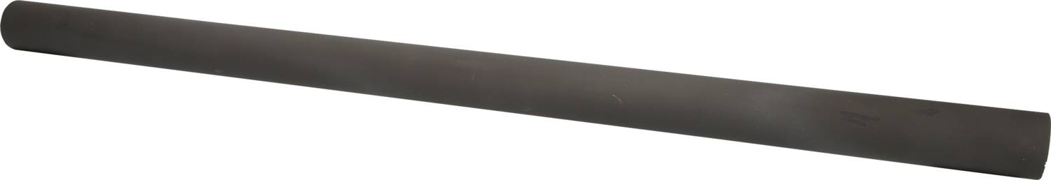 Eine schwarze, lange, zylindrische Rolle, möglicherweise aus Kunststoff oder Gummi, liegt horizontal vor einem weißen Hintergrund.