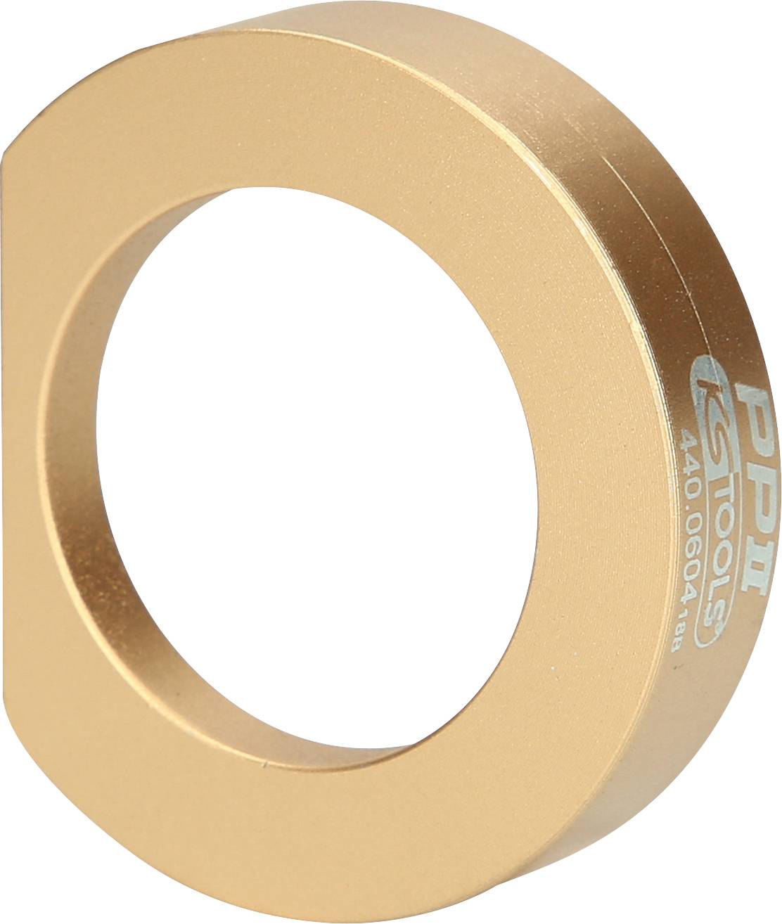 Goldener Metallring mit abgeschrägter Seite und eingeprägtem Text 'PPI Tools'.