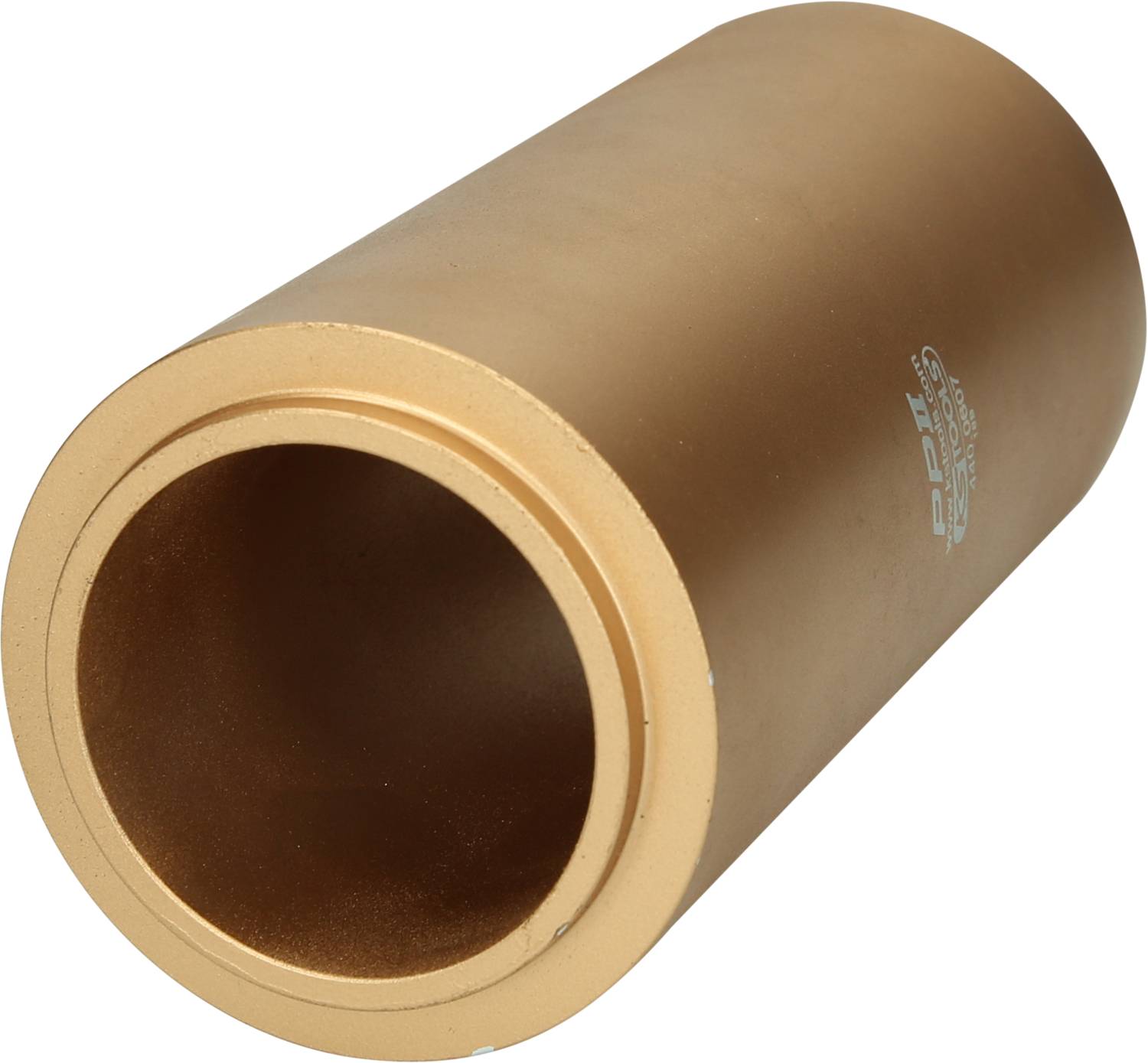 Zylinderförmiges, bronzefarbenes Bauteil mit glatter Oberfläche, möglicherweise ein Lager oder eine Hülse.
