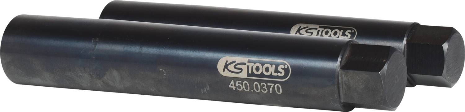 Zwei schwarze Werkzeuge mit sechseckigen Enden, beide mit der Aufschrift 'KS TOOLS 450.0370', liegen nebeneinander.