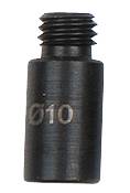 Metalladapter mit Gewinde und Gravur 'Ø10'.