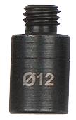 Metallschwarz mit Gravur 'Ø12', zylindrisch, Gewinde oben.