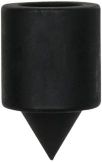 Ein schwarzer Gummifunktionsfuß in zylindrischer Form mit spitzer Basis, verwendet für Geräte oder Maschinen zur Vibrationsdämpfung.