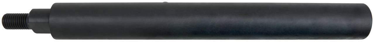 Ein zylindrisches Bauteil aus schwarzem Material. Es hat an einem Ende ein Gewinde, das auf eine Verbindungsmöglichkeit hinweist.