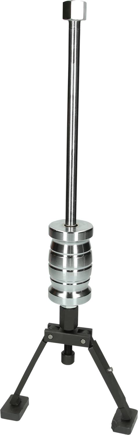 Metallstativ mit verstellbarem Gewicht und drei stabilen Beinen, geeignet für wissenschaftliche Experimente oder Laboranwendungen.