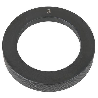 Schwarzer Metallring mit der Zahl '3' oben. Der Ring ist flach und hat eine große runde Öffnung in der Mitte.