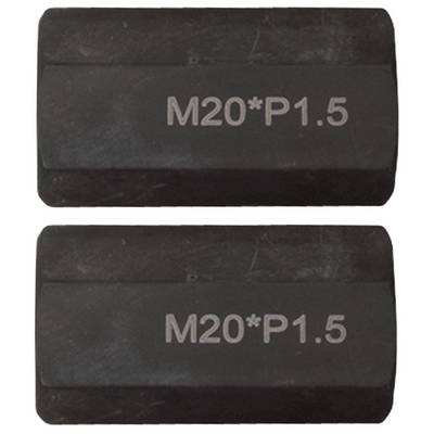 Zwei schwarze Kunststoffabdeckungen mit der Aufschrift 'M20*P1.5', übereinander angeordnet.用于保护电线终端的盖子。