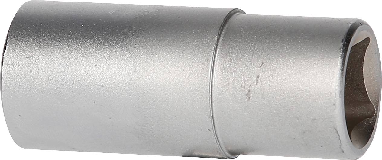 Metallischer Steckschlüssel mit sechseckiger Öffnung zur Verwendung mit Schraubenschlüsseln oder Ratschen zur Befestigung von Muttern.
