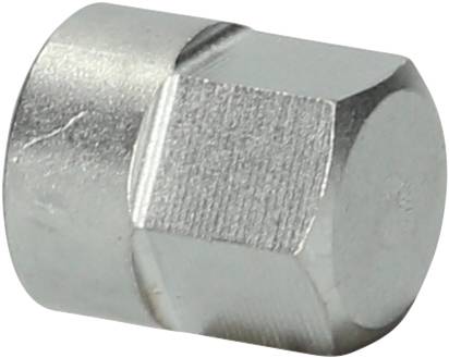 Silberne Sechskantmutter, metallisch glänzend, zur Befestigung von Schrauben oder Bolzen.