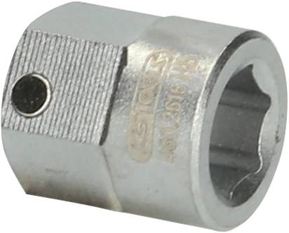 Metallschraubenschlüsselaufsatz mit sechseckiger Öffnung, geeignet für Schrauben und Muttern.