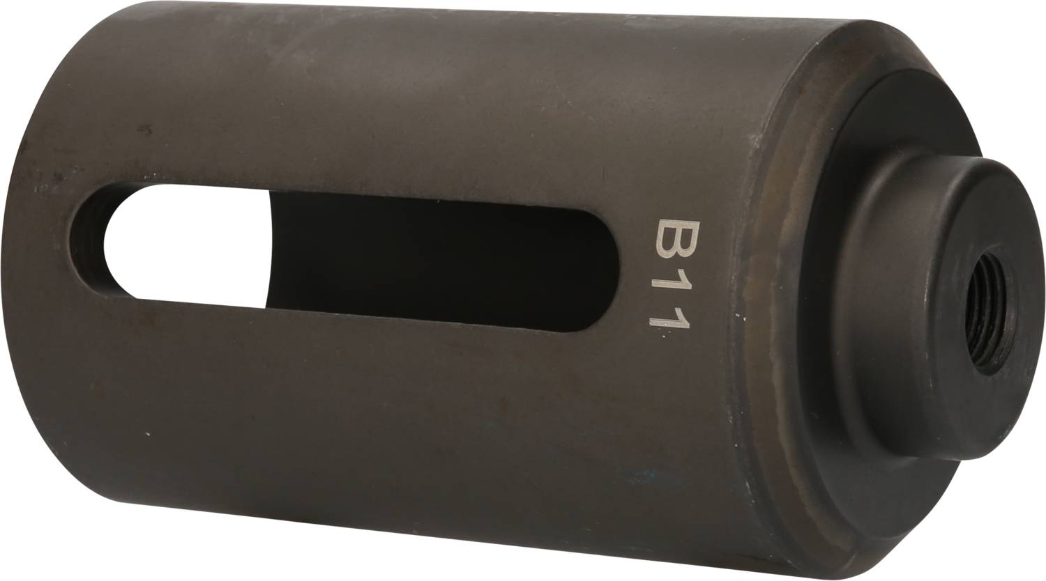 Zylinderförmiger Metalladapter mit seitlicher Öffnung und Gewinde auf der einen Seite, markiert mit 'B11'.
