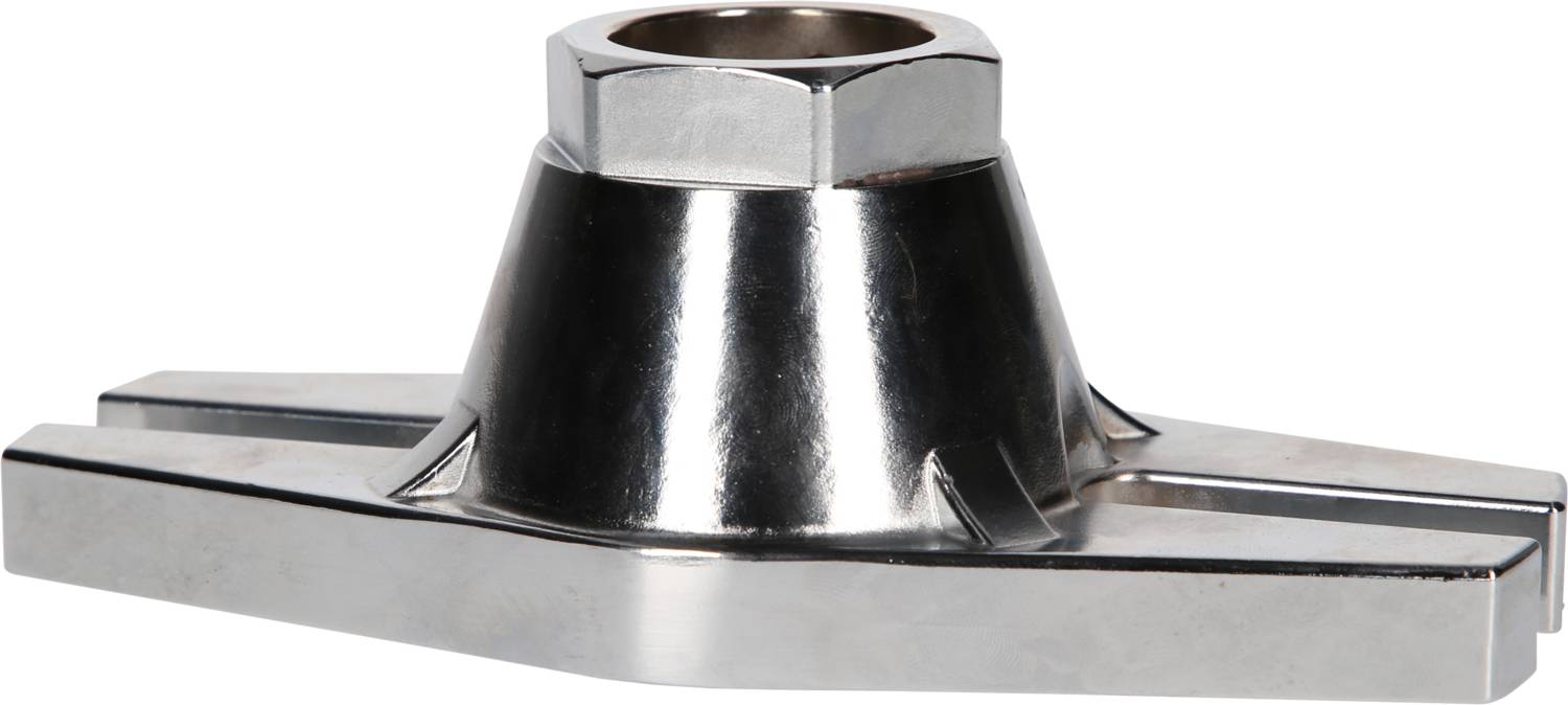 Metallisches Maschinenteil mit sechseckiger Öffnung auf abgerundeter Basis, verwendet in mechanischen Anwendungen.