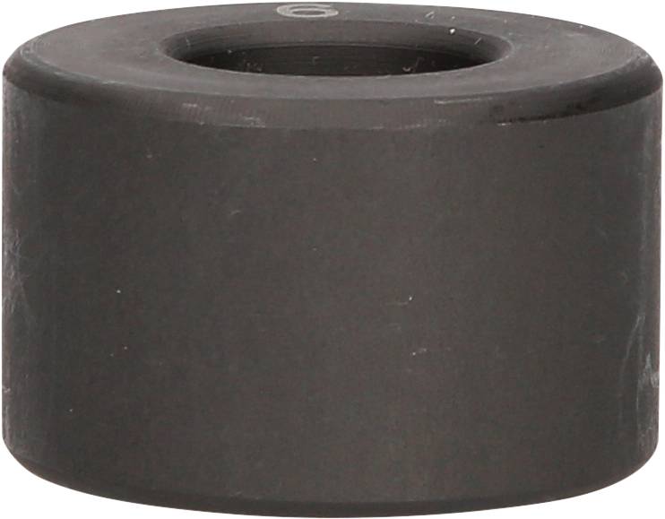 Ein schwarzer, zylindrischer Magnetring mit einer Öffnung in der Mitte, auf einer neutralen Fläche liegend.