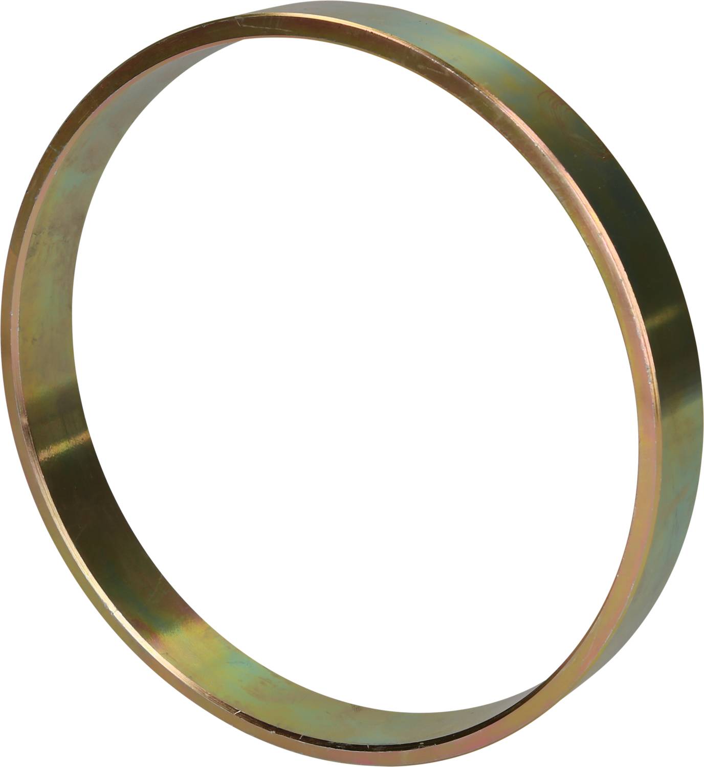 Ein einfacher, runder Metallring, leicht geneigt, mit glänzender Oberfläche.