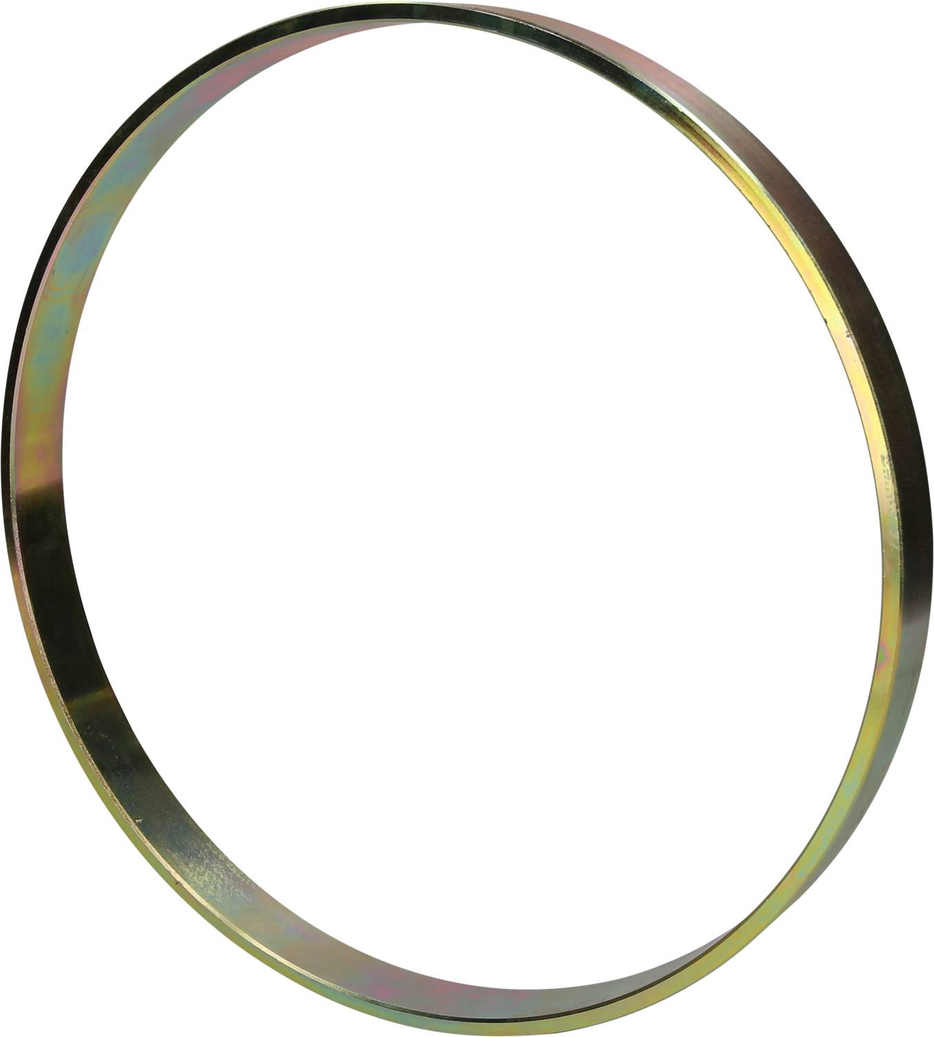 Metallring mit schimmernder Oberfläche, Darstellung aus leichtem Winkel.