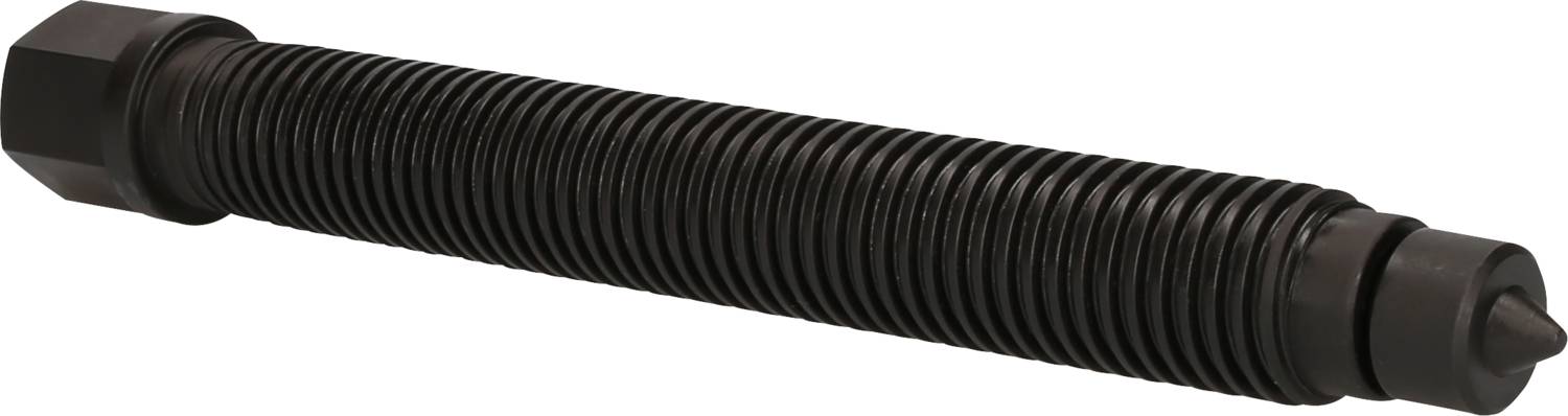 Ein schwarzes, zylindrisches Maschinenelement mit Gewinde, wahrscheinlich ein Schraubenspanner oder hydraulischer Zylinder.