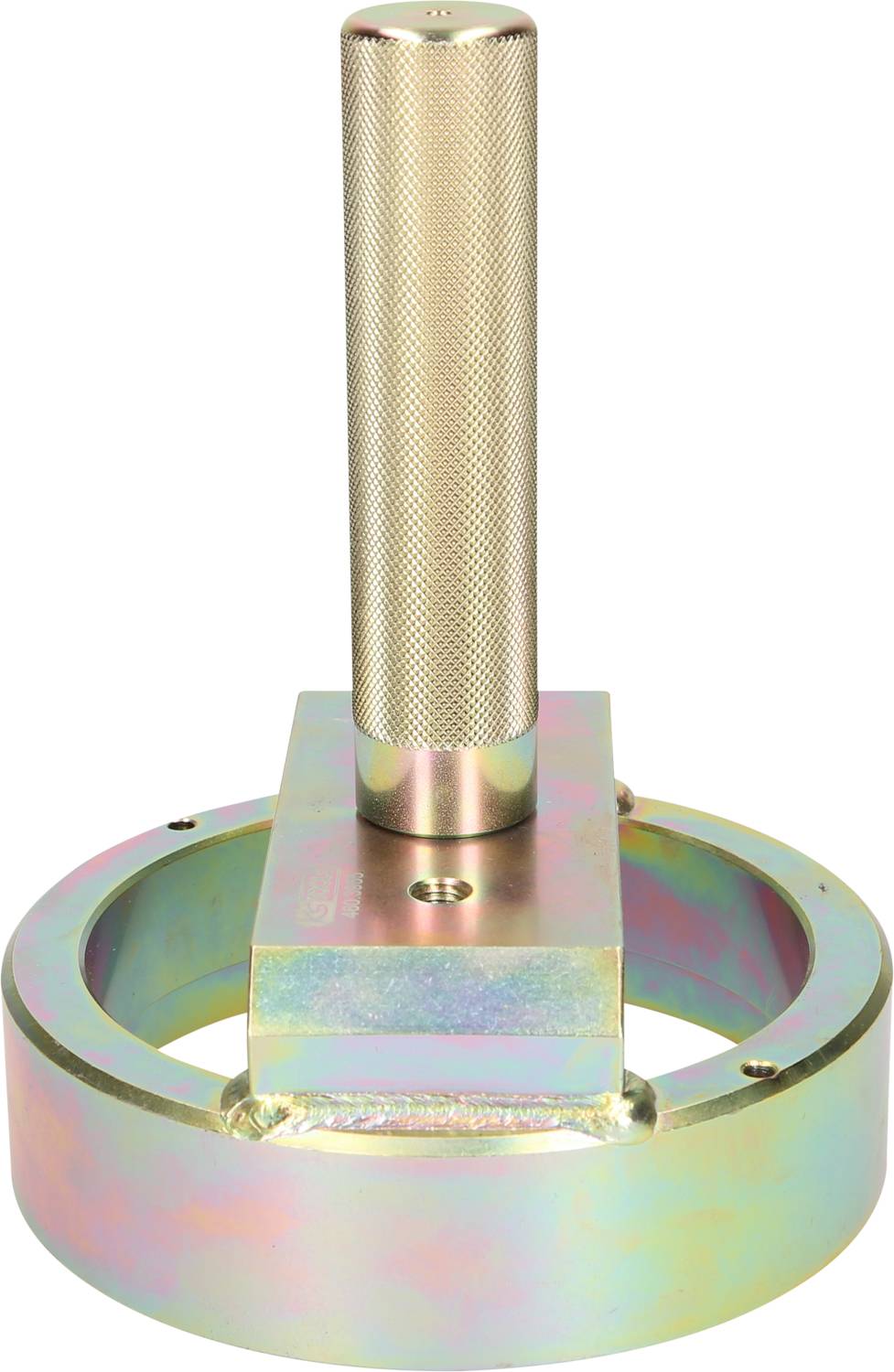 Metallisches Werkzeug mit rundem Griff und zylindrischer Basis, vermutlich ein Spezialeinbauteil oder Werkzeugaufsatz.