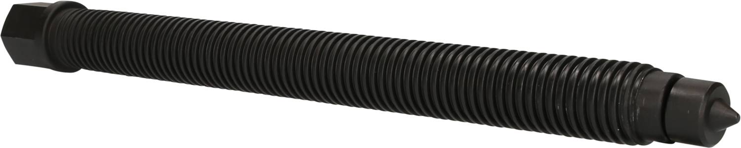 Schwarze Schraubensicherung mit geripptem Zylinder und sechseckigem Kopf, wahrscheinlich für mechanische Anwendungen.