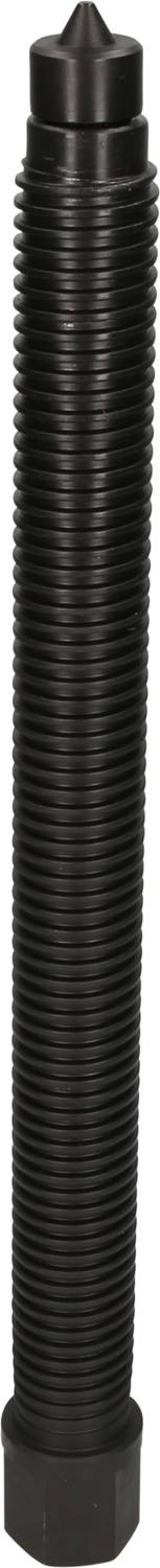 Schwarzer Stahlstift mit Gewinde und sechseckigem Kopf, verwendet in mechanischen Anwendungen zur Verbindung und Befestigung.