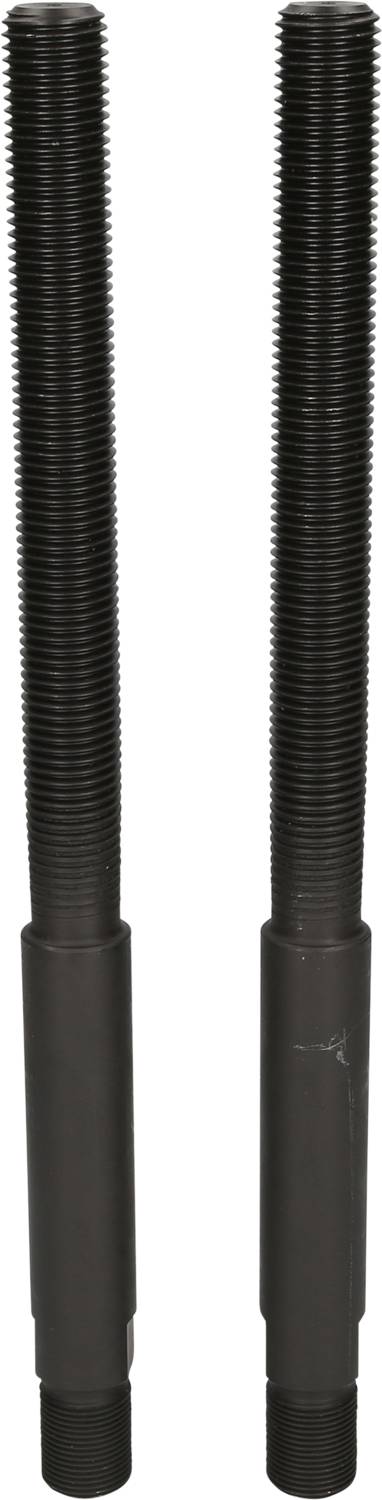 Zwei schwarze, lange, geriffelte Stangen, vertikal nebeneinander stehend, möglicherweise Teile eines mechanischen Geräts.