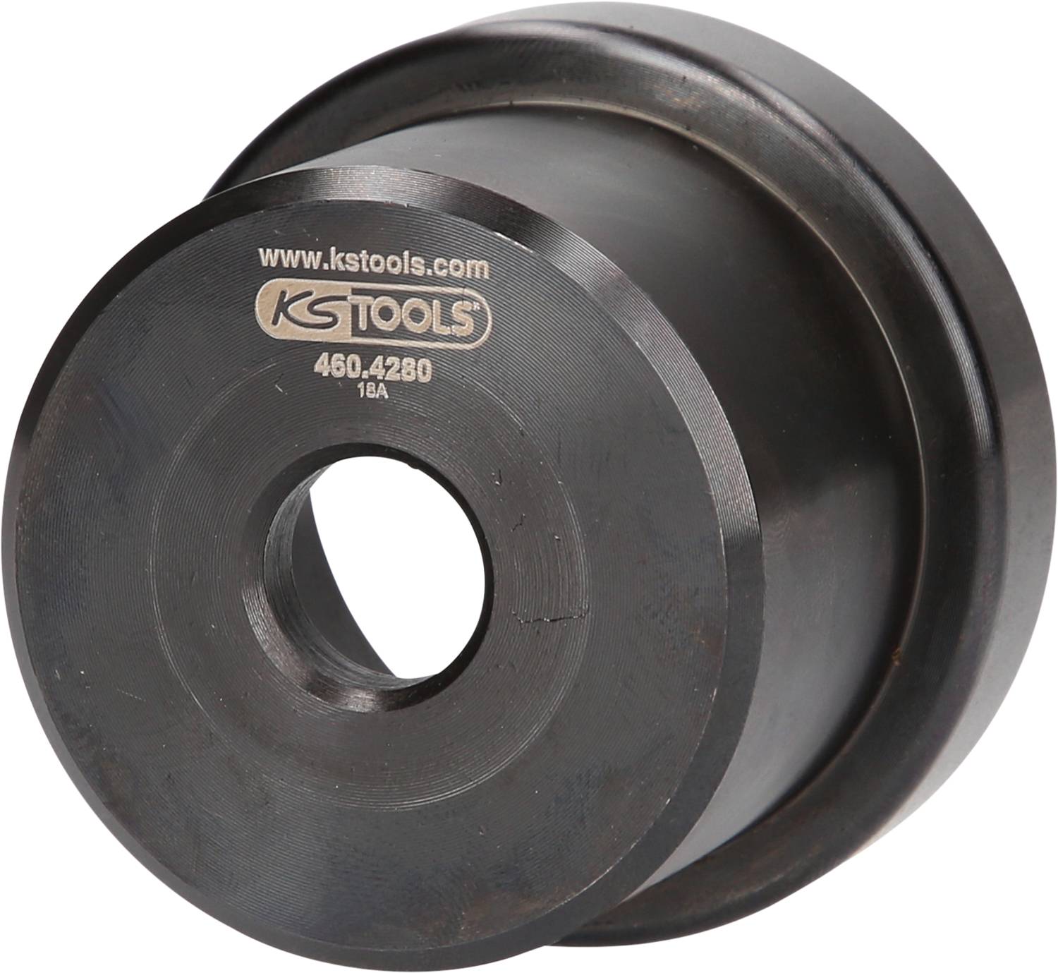 Metallwerkzeug mit Rundloch und Gravur 'www.kstools.com KS TOOLS 460.4280'.