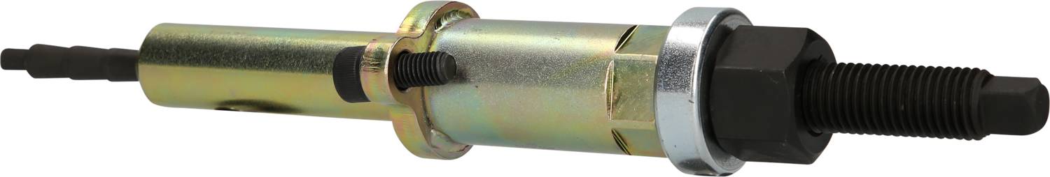 Metallisches Maschinenteil, zylindrisch mit Gewinden an beiden Enden, insgesamt industrielles Aussehen.