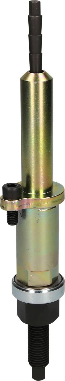 Hydraulikzylinder mit goldener metallischer Oberfläche und schwarzem Ende, geeignet für industrielle Anwendungen.