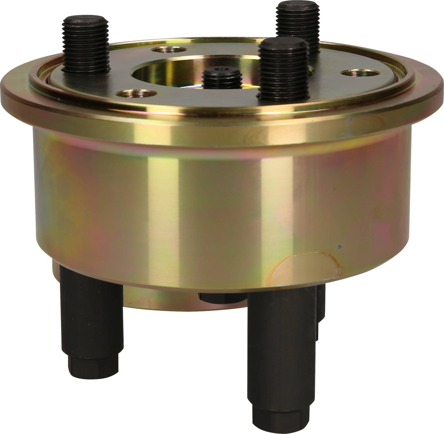 Metallischer Adapterflansch mit mehreren Schraubbolzen, verwendet zur Befestigung in mechanischen oder technischen Anwendungen.