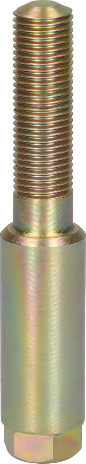 Eine metallische Schraube mit einem zylindrischen Kopf und einem langen Gewinde. Sie ist aus glänzendem Stahl gefertigt.