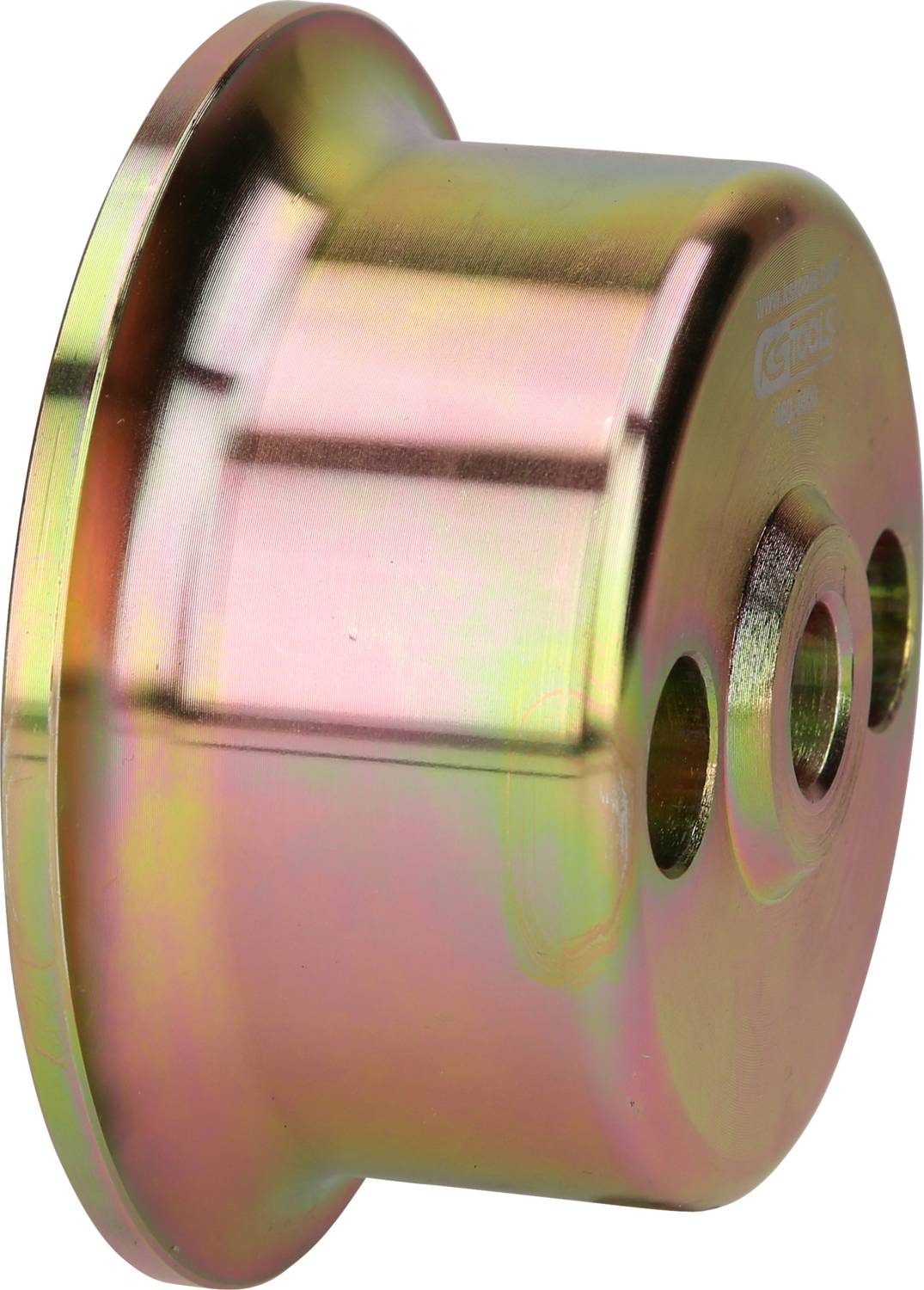 Metallrolle mit glatter, glänzender Oberfläche und zentralem Loch; verwendet für mechanische Anwendungen oder Geräte.