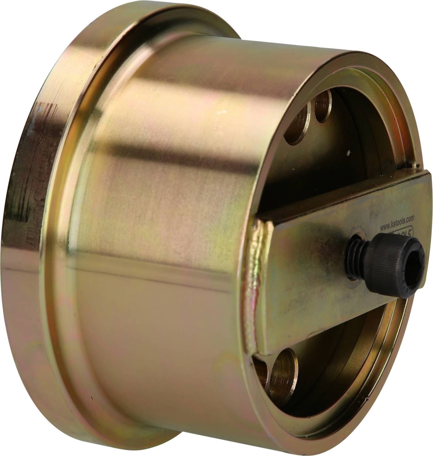 Hydraulischer Radbremszylinder mit metallischer Oberfläche und Anschluss, seitliche Ansicht, zeigt äußere Beschaffenheit und Anschlussdetails.