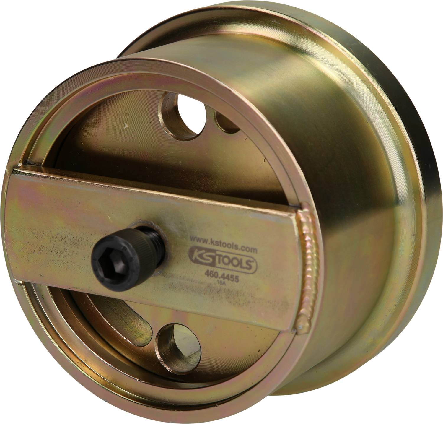 'Bremskolben-Rücksetzwerkzeug in zylindrischer Form aus Metall, mit Drehmechanik zur einfachen Rückstellung von Bremskolben.'