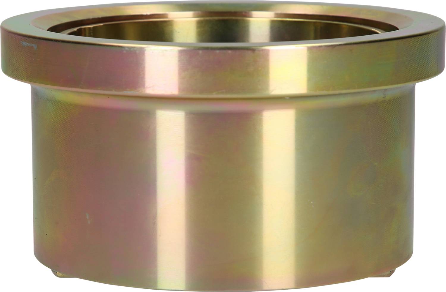 Ein zylindrisches, metallisches Maschinenteil mit abgerundeten Kanten und glänzender Oberfläche, möglicherweise für industrielle Anwendungen.