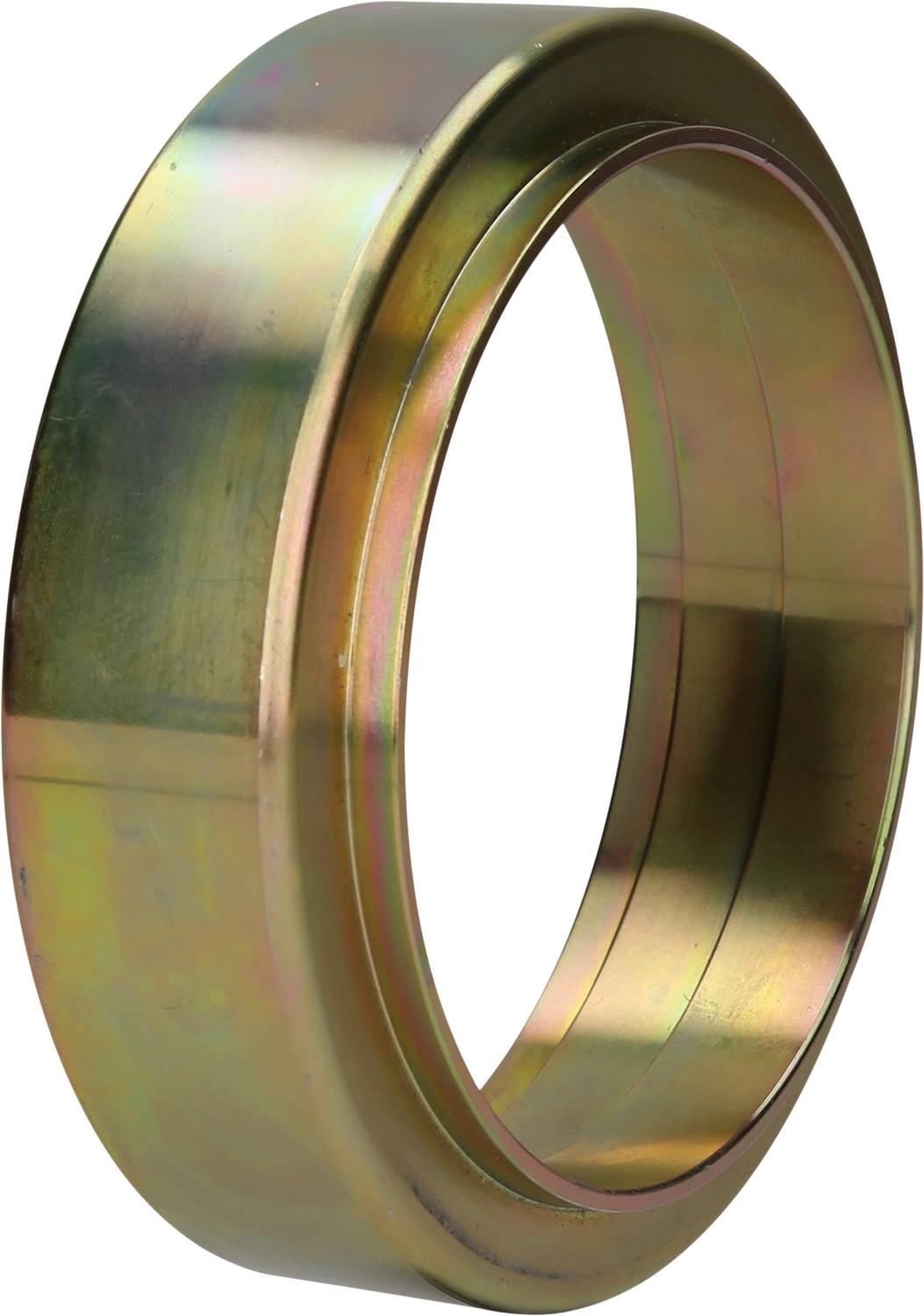 Ein metallischer Dichtungsring in glänzendem Goldton.