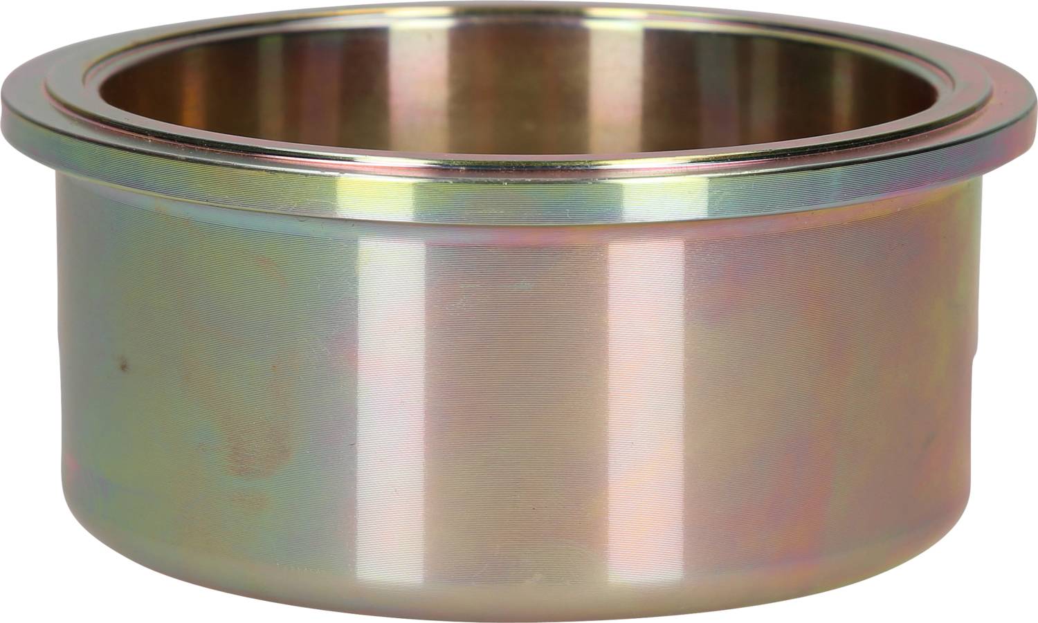 Metallischer Radnaben-Abdeckdeckel in zylindrischer Form, schimmernd mit regenbogenfarbenem Finish. Verwendet zum Schutz der Radnaben.