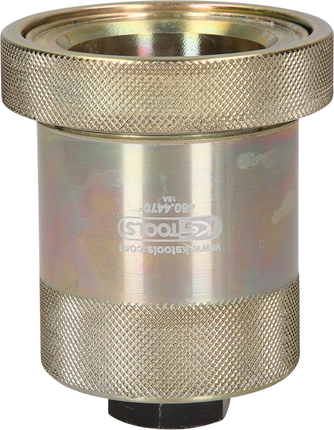 Metallisches Doseneinziehwerkzeug mit geriffeltem Griff, verwendet für mechanische Anwendungen oder Reparaturen.