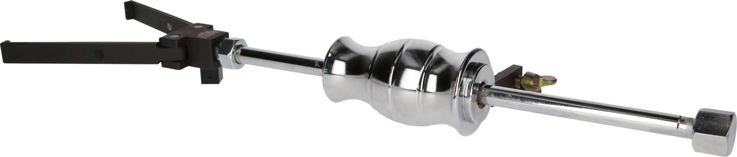 Silberner Gleithammer mit ergonomischem Griff und robustem Stahlkörper, verwendet zur Entfernung von Dellen oder für mechanische Reparaturen.
