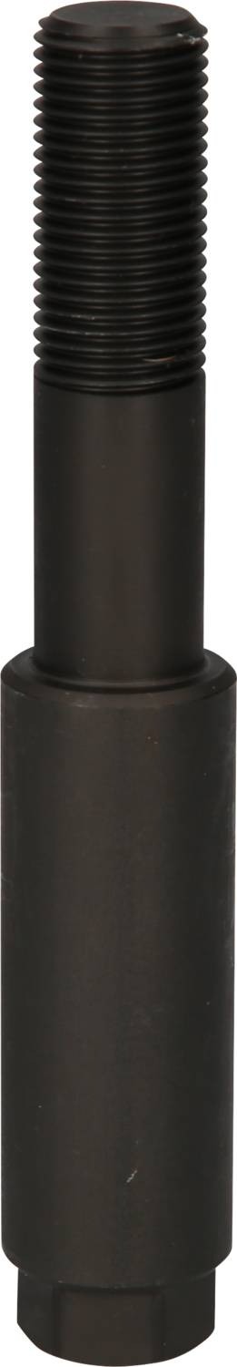 Ein schwarzer, zylindrischer Metallstift mit einem Gewinde oben und einem glatten Schaft unten. Verwendet für Maschinenmontage.