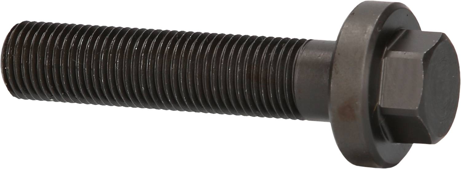Sechskantschraube mit Gewinde und Flanschkopf, schwarz, geeignet für mechanische Befestigungen und Anwendungen in der Metallverarbeitung.