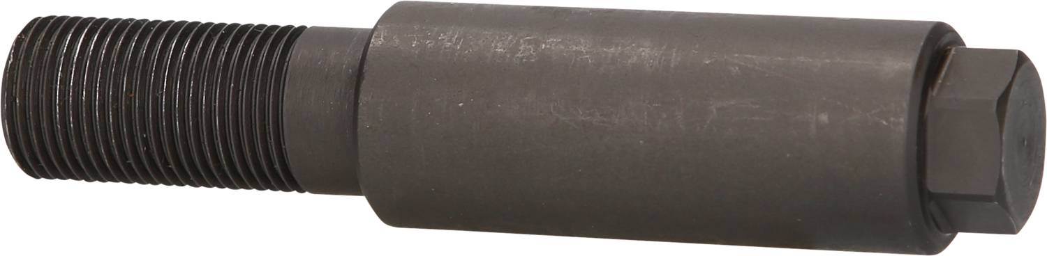 Ein zylindrischer Metallbolzen mit einem linken, geriffelten Gewinde auf der einen Seite und einer glatten zylindrischen Fläche auf der anderen.