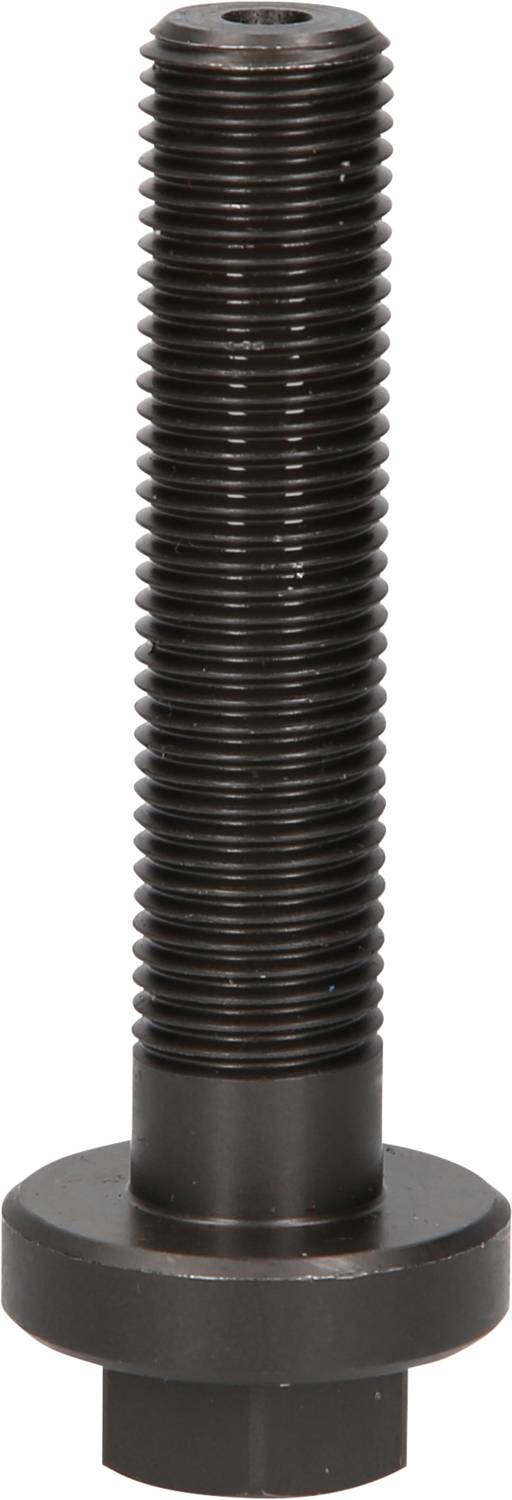 Eine schwarze, sechskantige Schraube mit Gewinde und Flansch. Ideal für robuste Verschraubungen in Maschinenbauteilen geeignet.