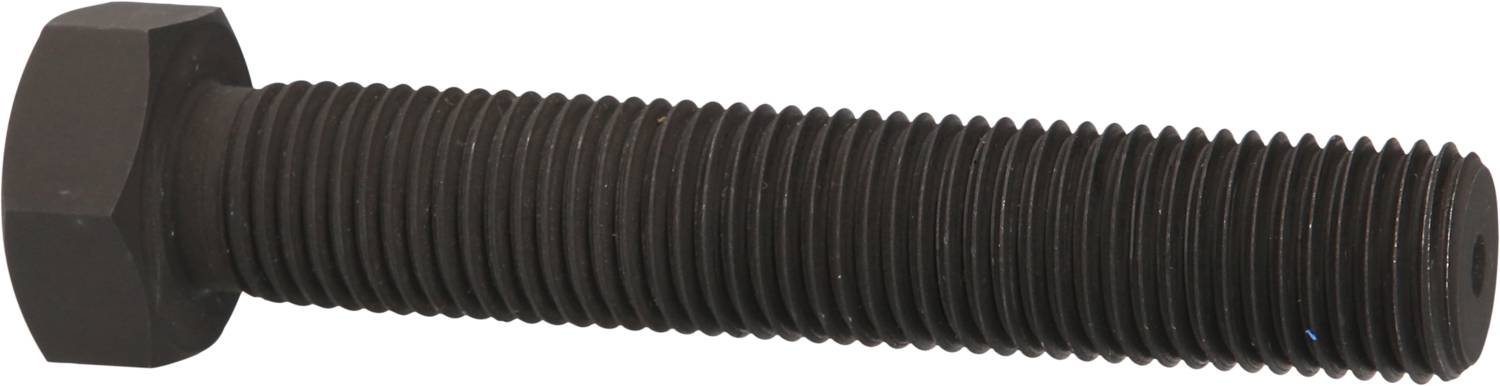 Schwarze Sechskantschraube mit durchgehenden Gewinden, horizontal positioniert, ohne erkennbares Marken- oder Größenkennzeichen.