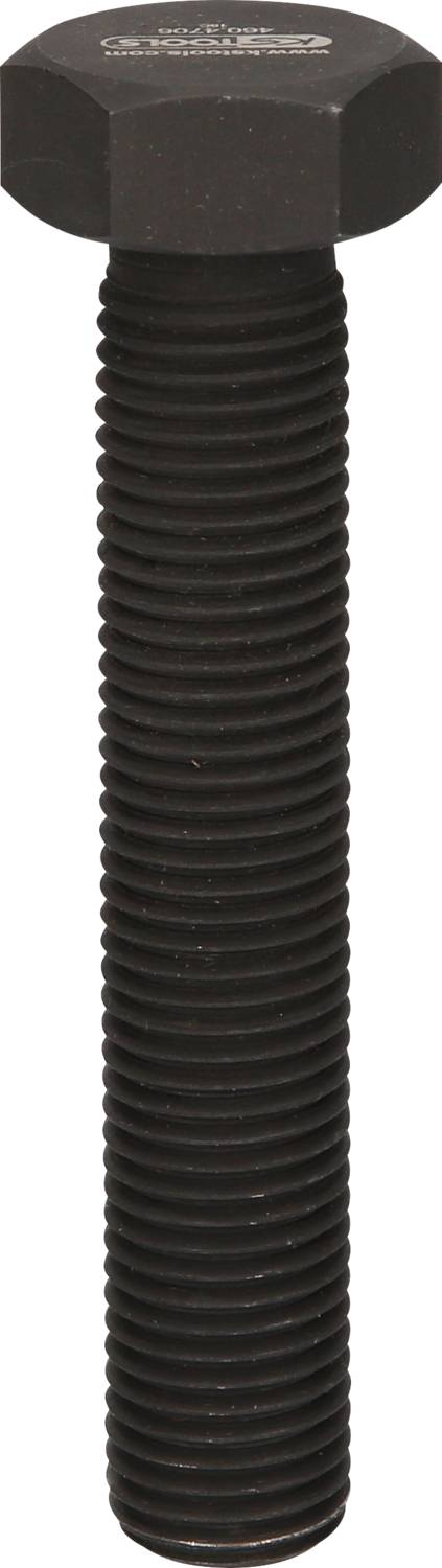 Ein schwarzer Schraubenbolzen mit einem sechseckigen Kopf und durchgängigen Gewinden.