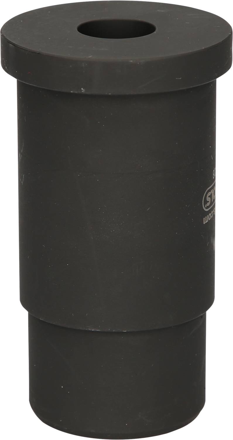 Schwarzer runder Adapter mit einem Loch oben, geeignet für industrielle oder technische Anwendungen.