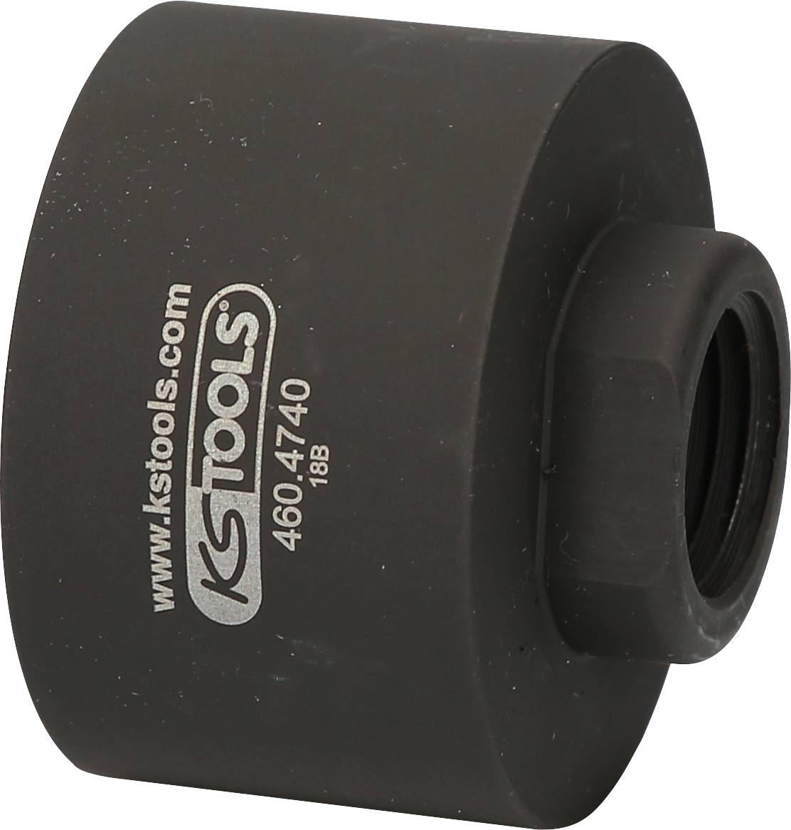 Ein schwarzer KS Tools Adapter mit der Aufschrift 'www.kstools.com, 460.4740' auf der Seite, geeignet für Werkstattarbeiten.