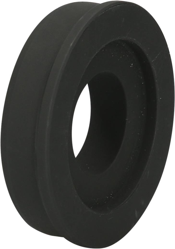 Ein schwarzer, runder Gummiring mit einer inneren Öffnung. Geeignet für industrielle oder technische Anwendungen.