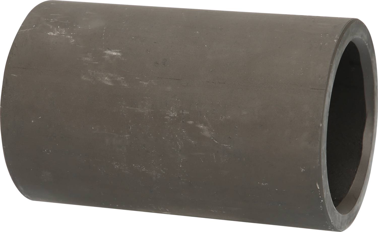 Zylindrisches Rohrstück aus Metall mit einer glatten Oberfläche, horizontale Position.